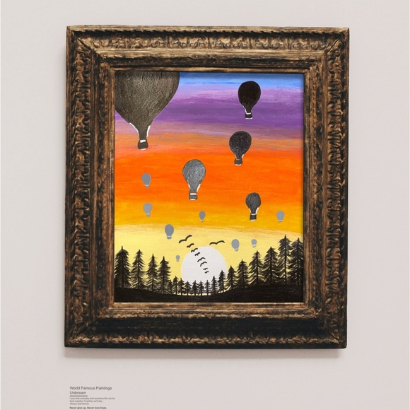 Handmade Acrylic Painting On Paper 9" X 12" Decor/Wall, Frame Not Included - Picture 2 of 4